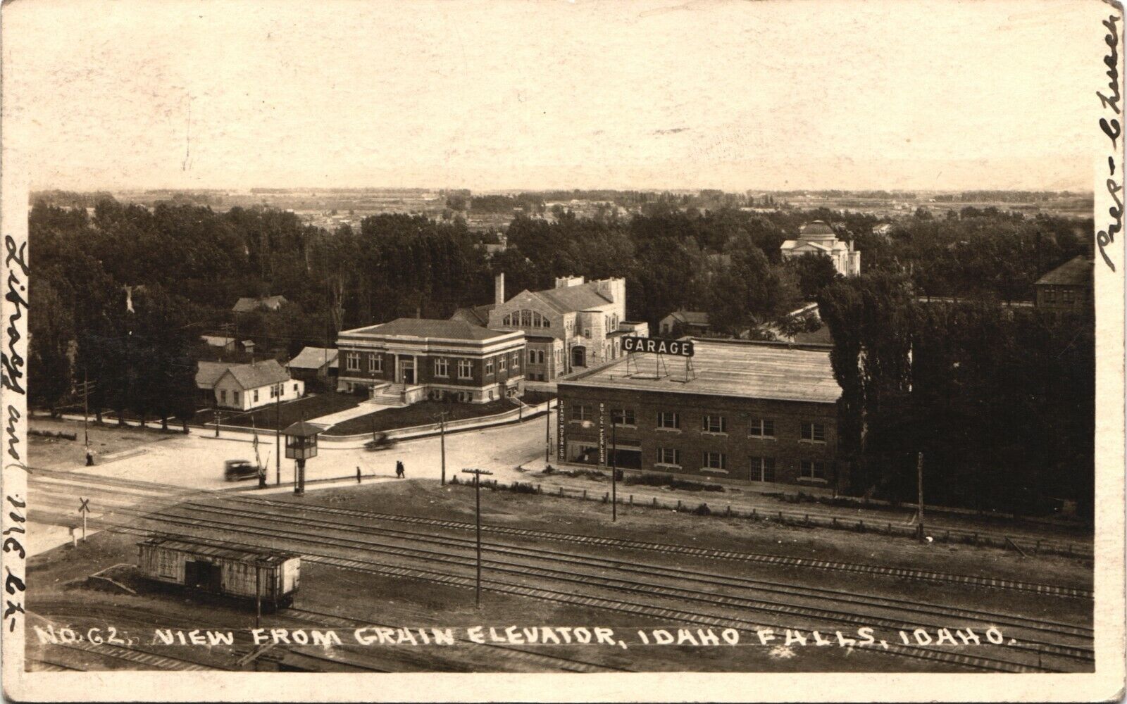 VIEW FROM GRAIN ELEVATOR antique real photo postcard rppc IDAHO FALLS, ID 1921
