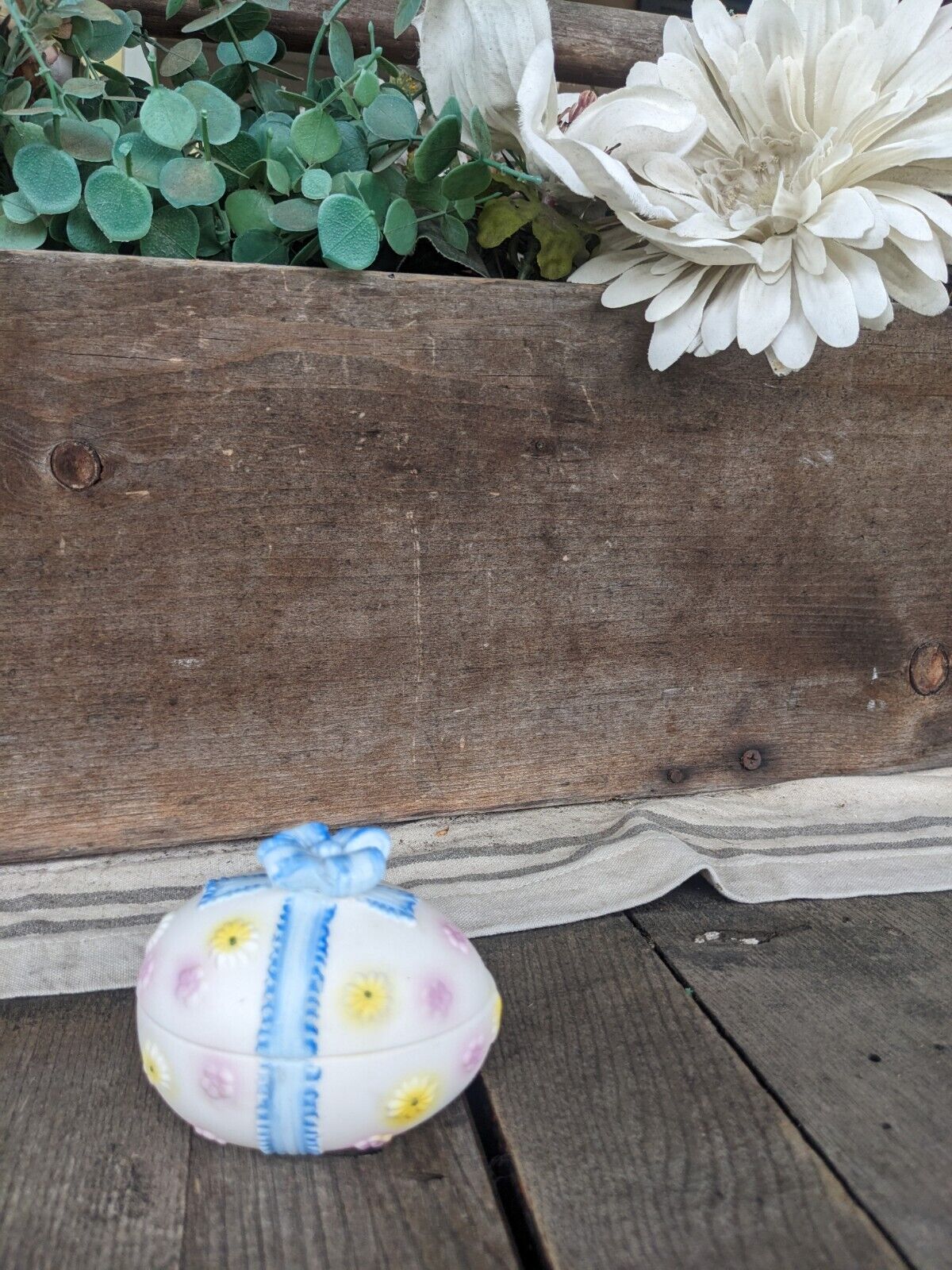 Vintage Lefton Japan Colorful Ceramic Easter Egg Trinket Box
