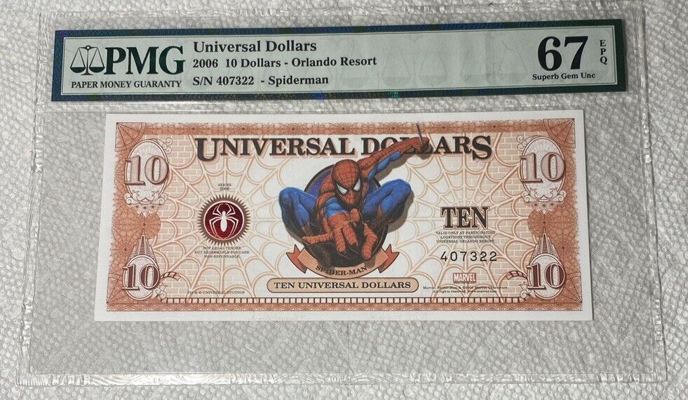 2006 $10 Spider-Man Orlando Universal Dollars PMG 67 EPQ