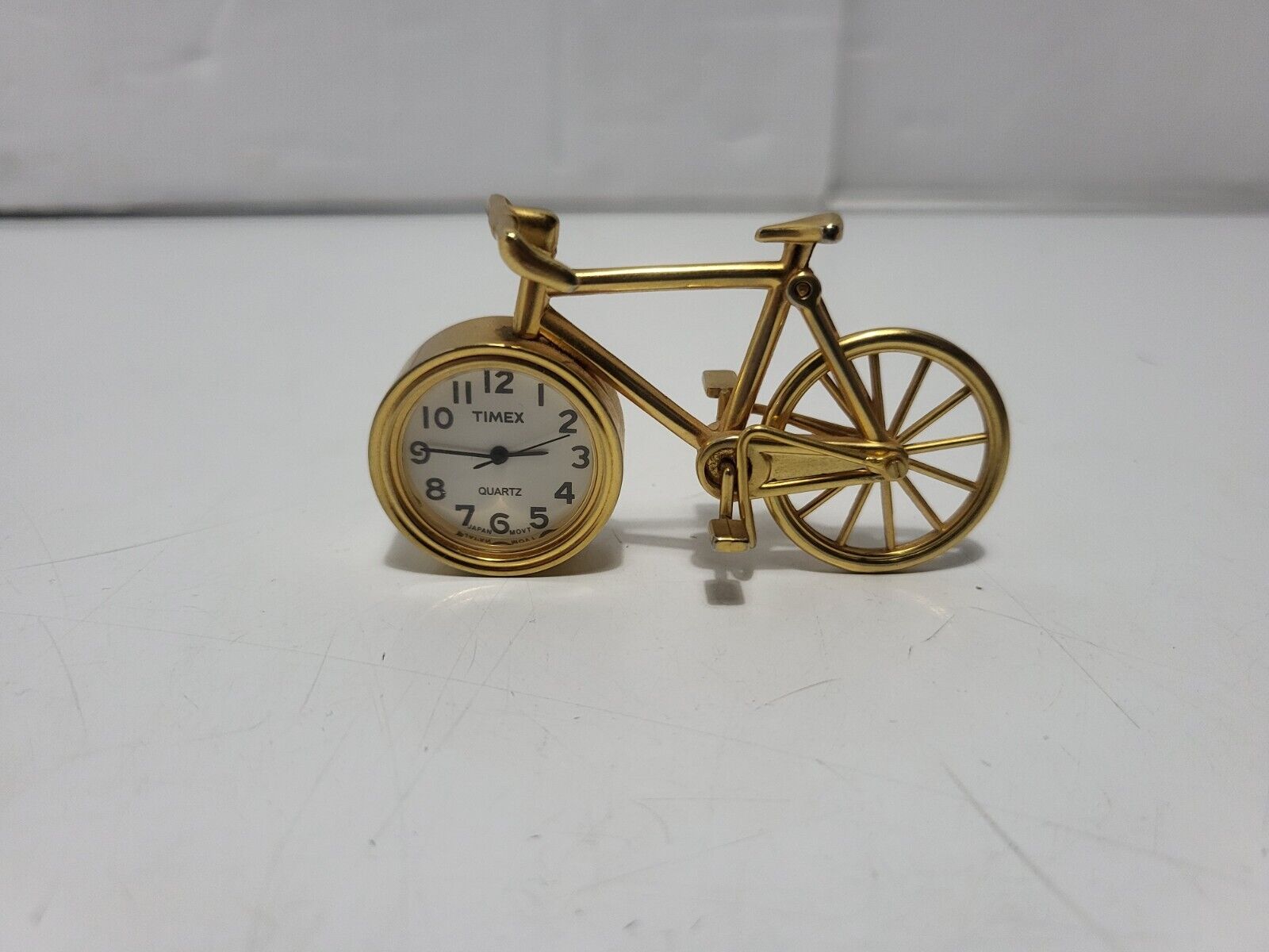 Timex Gold Bicycle Collectible Mini-Clock Watch Novelty Art Deco Vintage