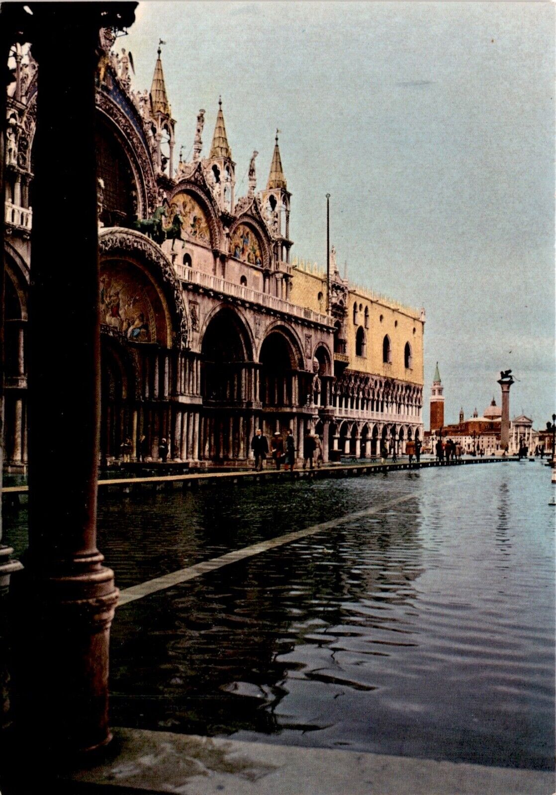 Venice. St. Mark's Square High Water Vintage Chrome Postcard