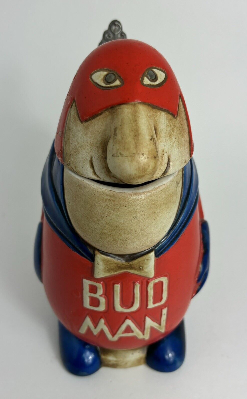 Vintage 1975 Anheuser Busch  Bud Man Beer Stein Made Ceramarte in Brazil 7 In