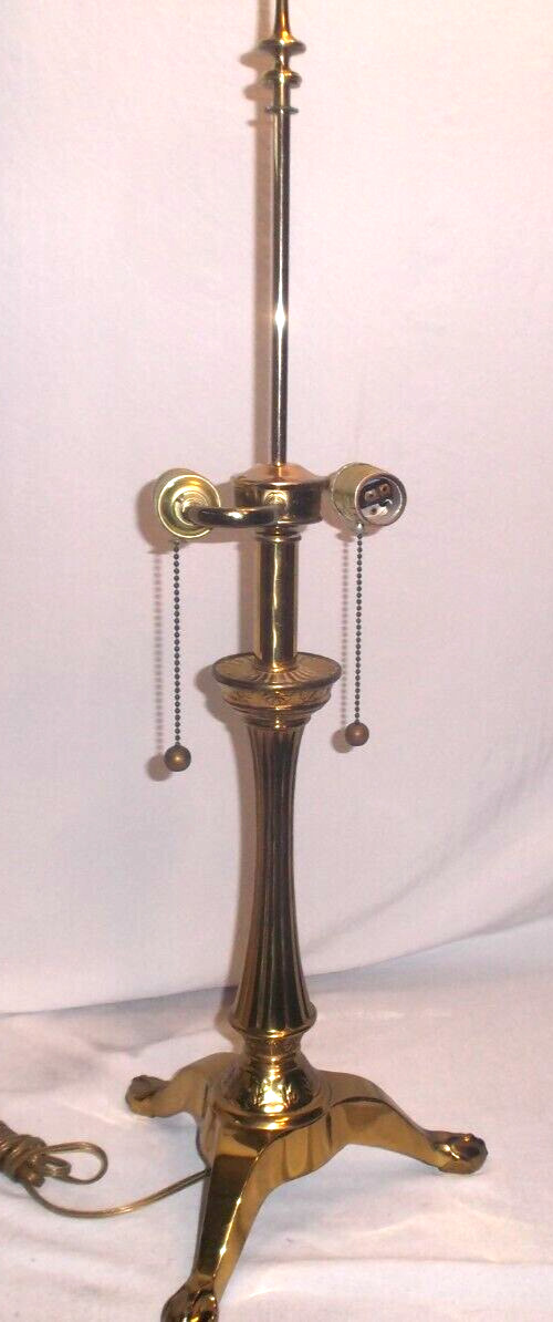 Vintage Ethan Allen Brass Bouillotte Style 2-Light Table Lamp Signed