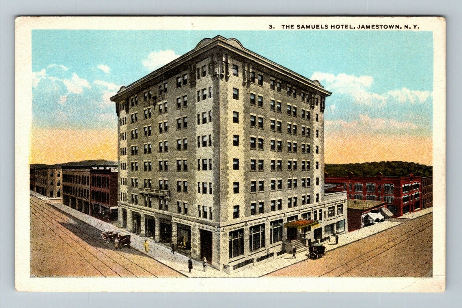 Jamestown NY-New York, The Samuels Hotel, Aerial Exterior, Vintage Postcard