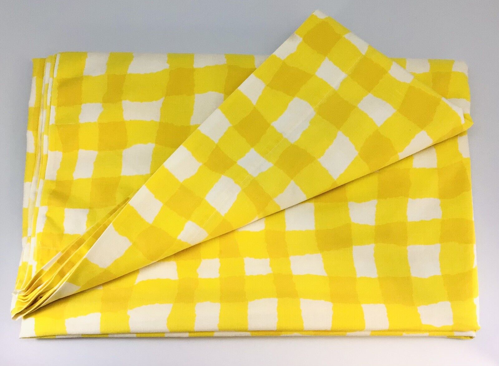 Wamsutta Superlin Twin Flat Bed Sheet Yellow Plaid Checker Vintage