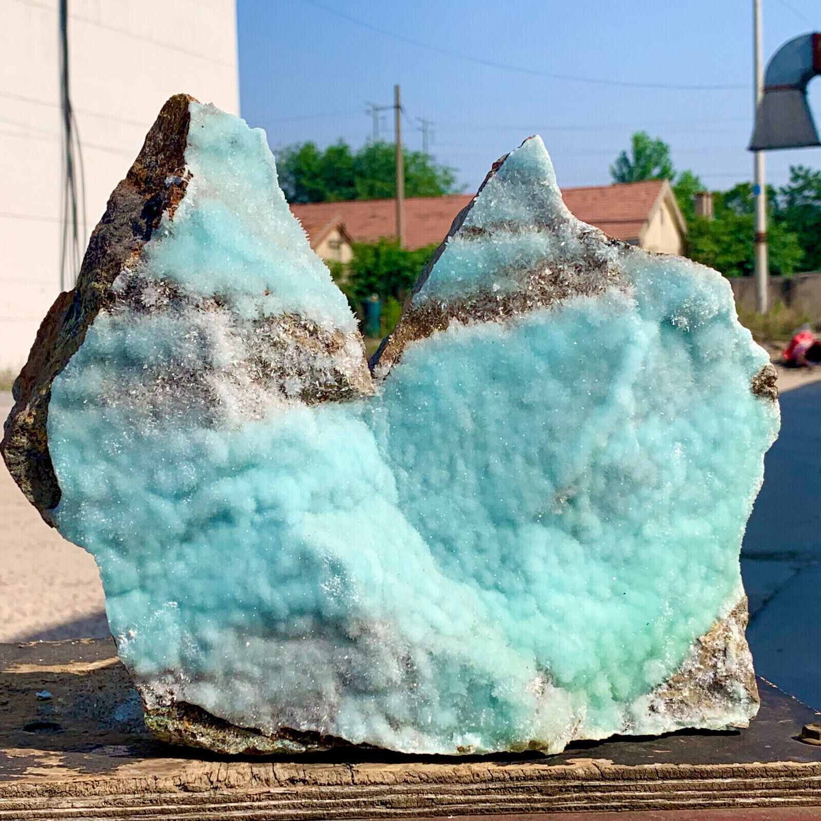 16.7LBNatural blue texture stone crystal,Heteropolar of Chinese blue heteropolar