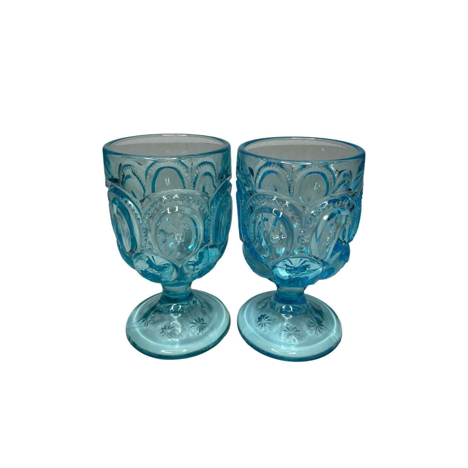 Vintage L.E. Smith Moon & Stars Light blue Goblets (set of 2) 6