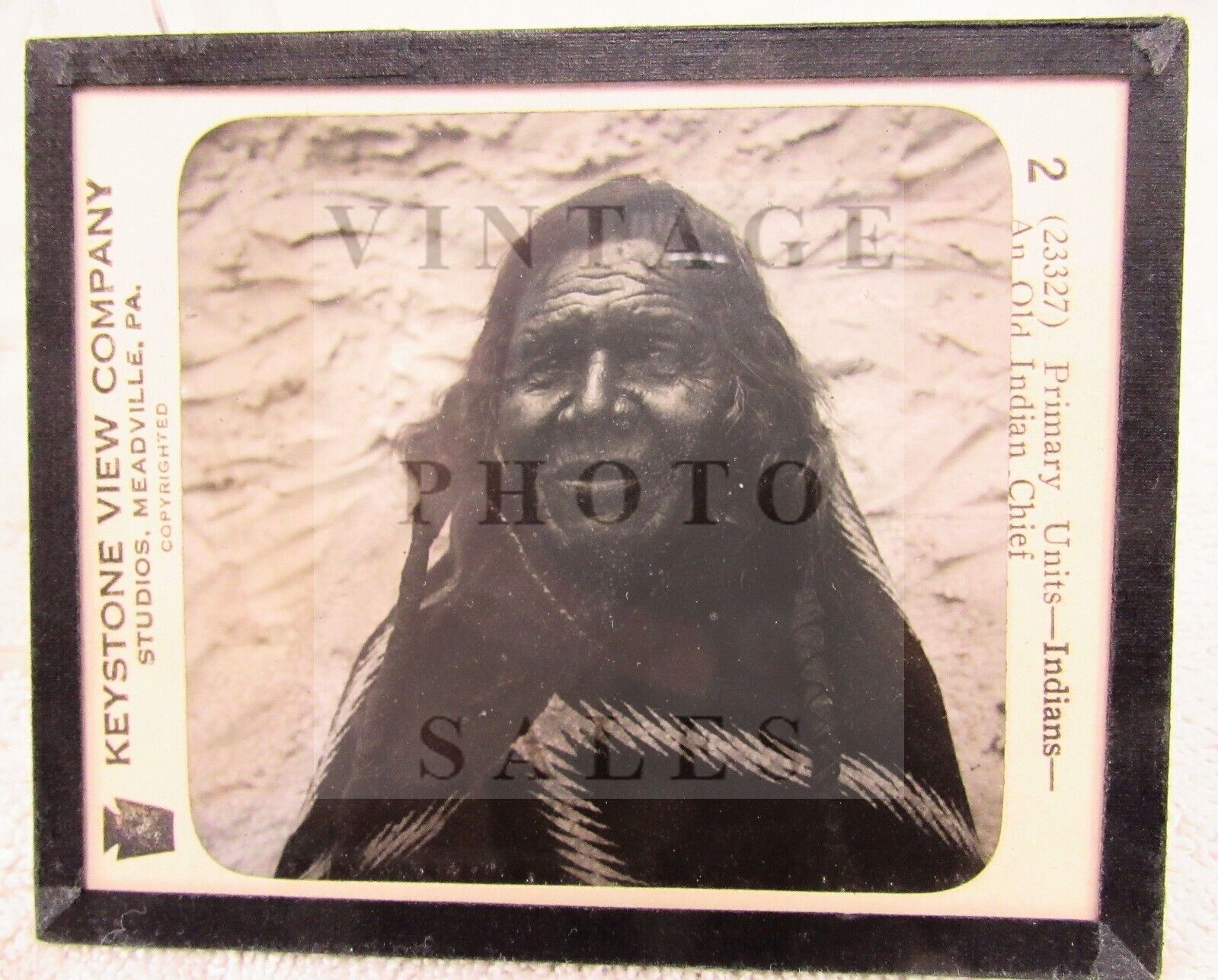 Keystone Magic Lantern Glass Photo Photograph Slide Plains Indian Chief Image