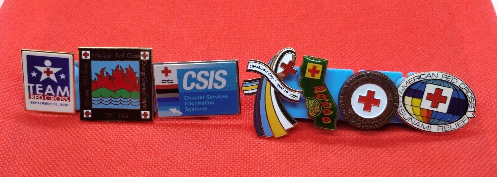 (7) Vintage National Disaster American Red Cross Pin Lot  ARC Pin/Pinbacks