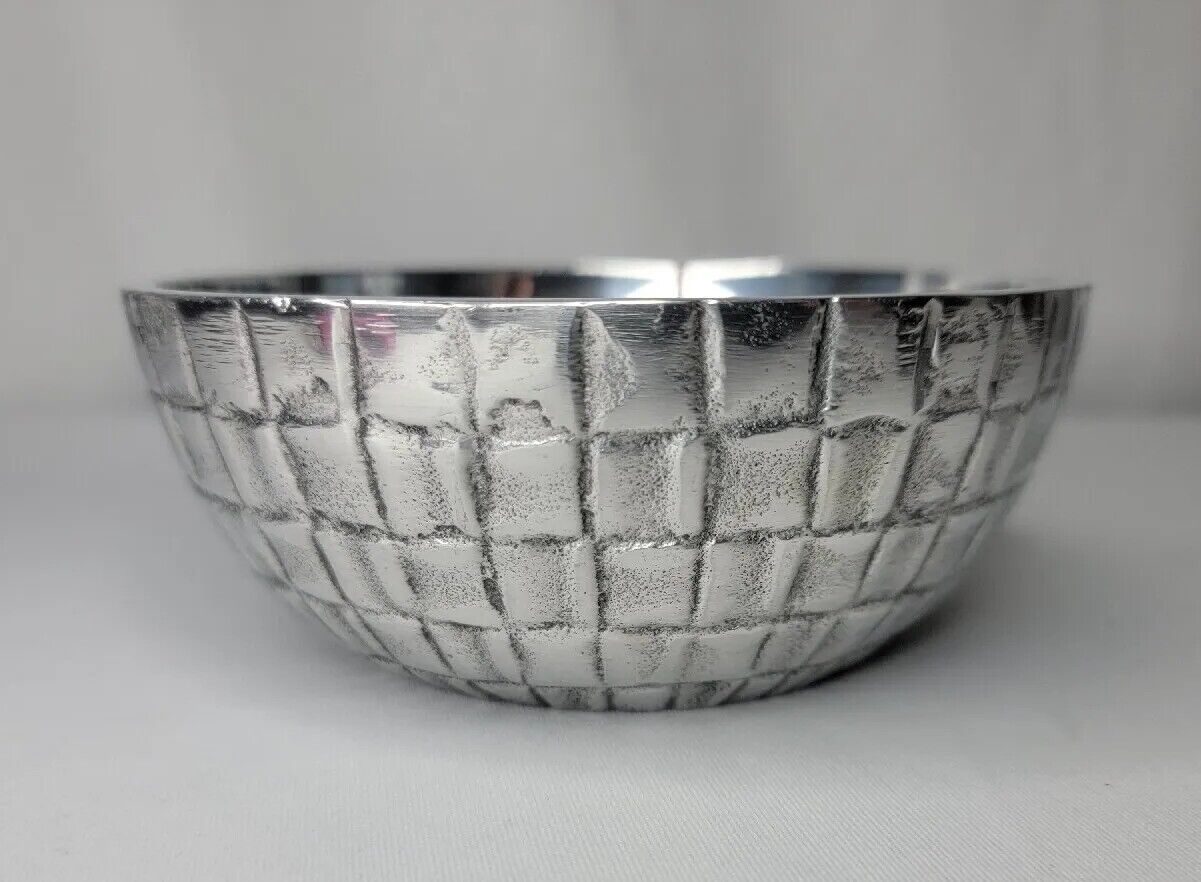 Towle Silversmiths Candy Nut Dish Bowl Hammered Silver Bowl Basket Weave Classic