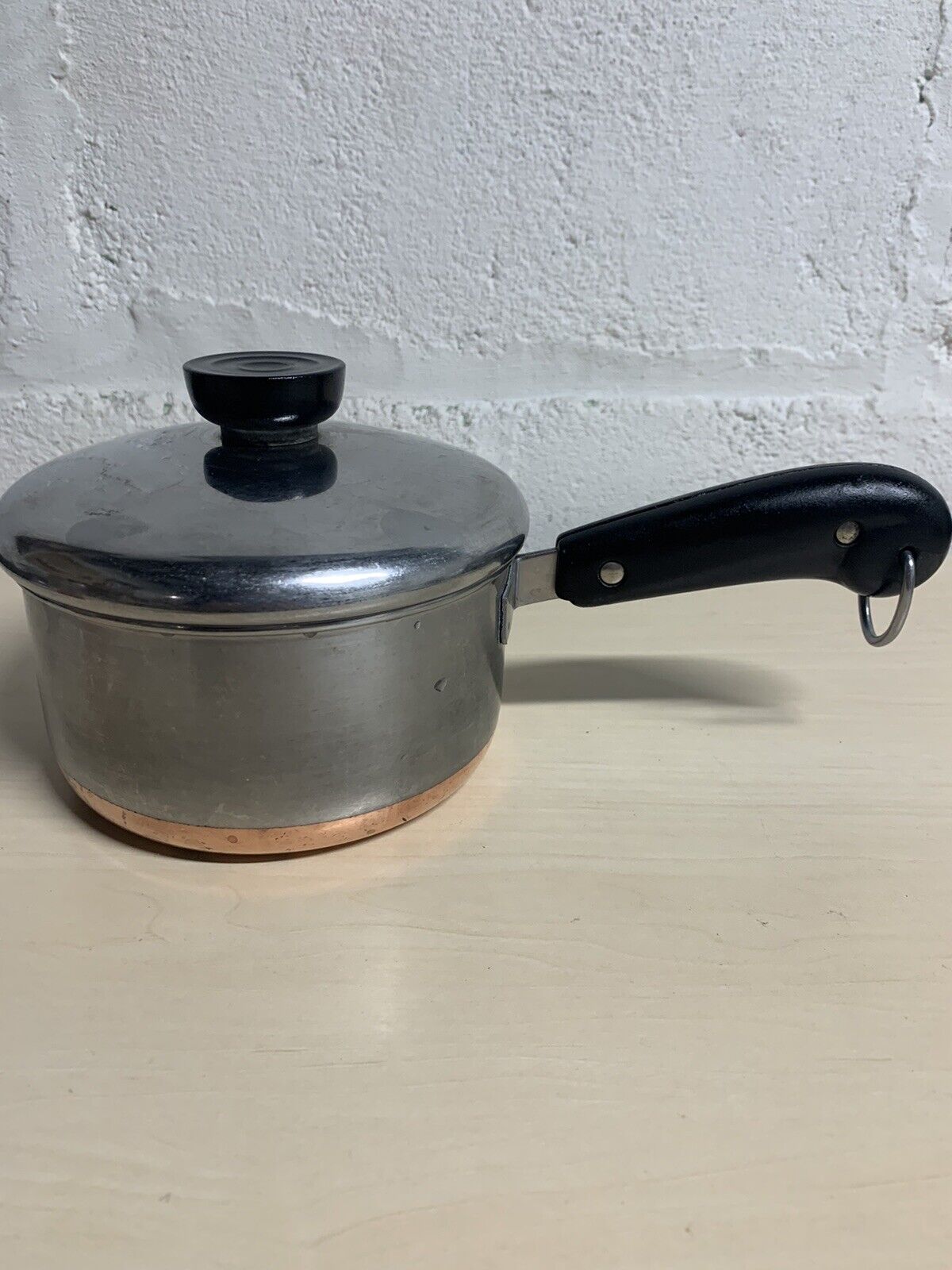 Pre 1968 Revere Ware 1 Qt Copper Clad Stainless Steel Sauce Pan w Lid