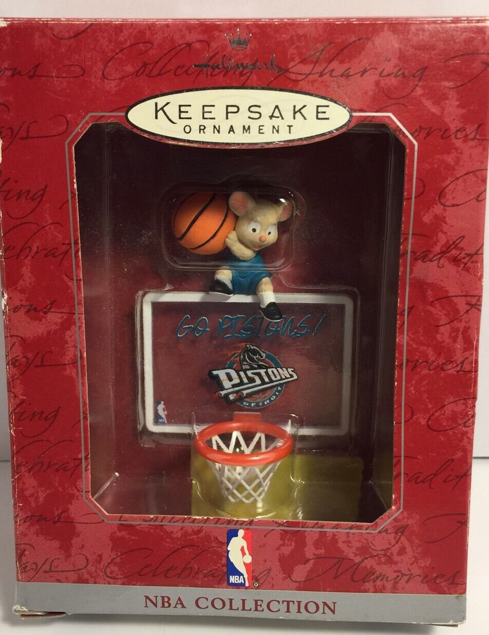 New 1998 Hallmark Keepsake Ornament NBA Collection Detroit Pistons Basketball 