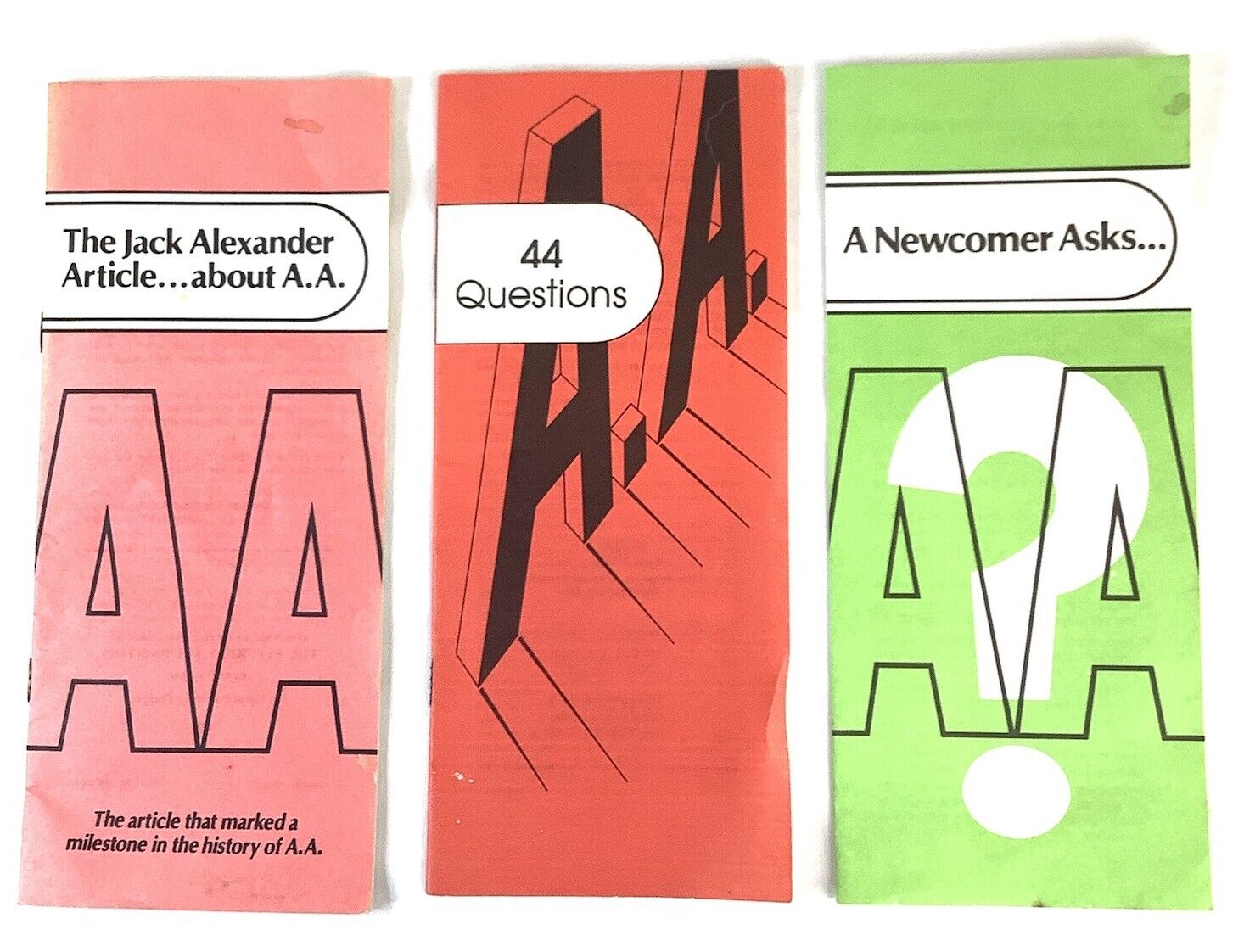 Alcoholics Anonymous Pamphlets Lot Of 3- 1952, 1963, 1981 12 Steps, 44 Questions