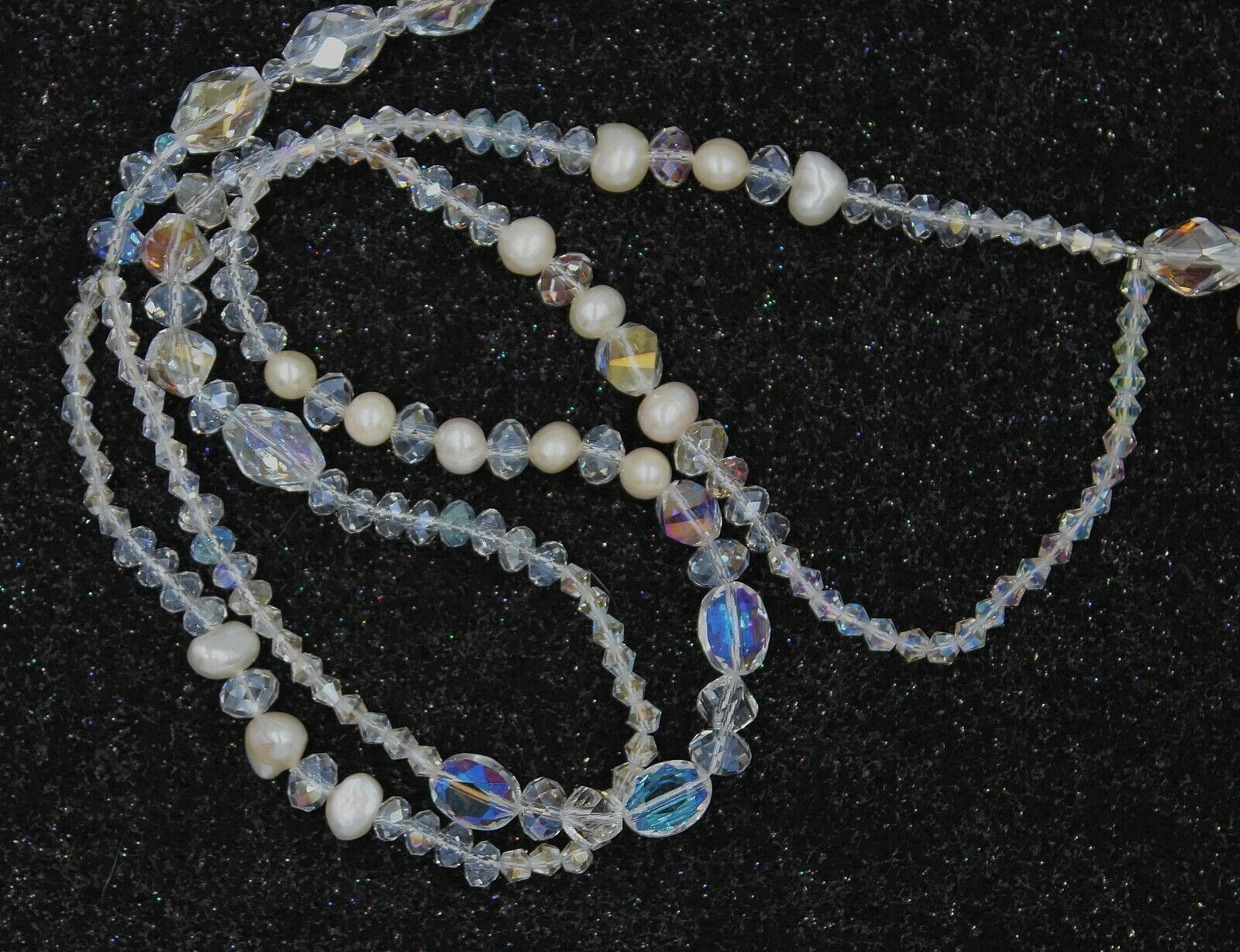 Handcrafted Sparkling Crystal & Pearl Bead Necklace 35\