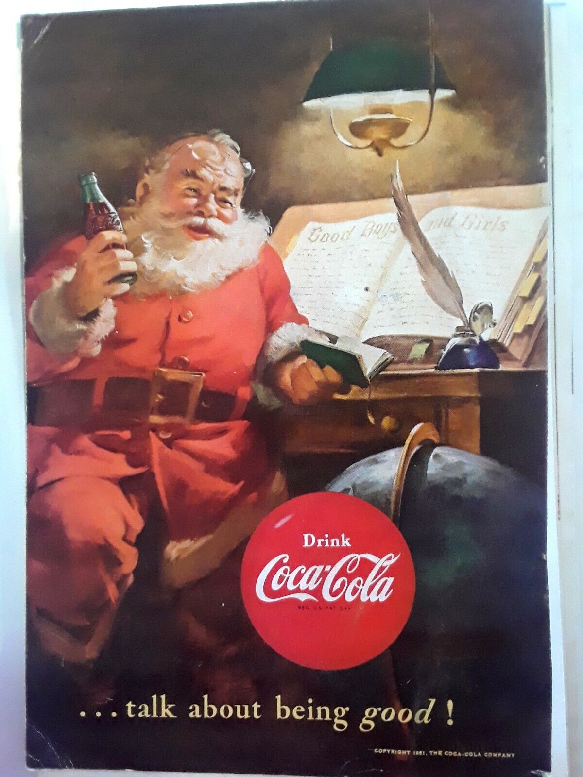 1951 COCA-COLA,Christmas- Magazine Advertisemen,\