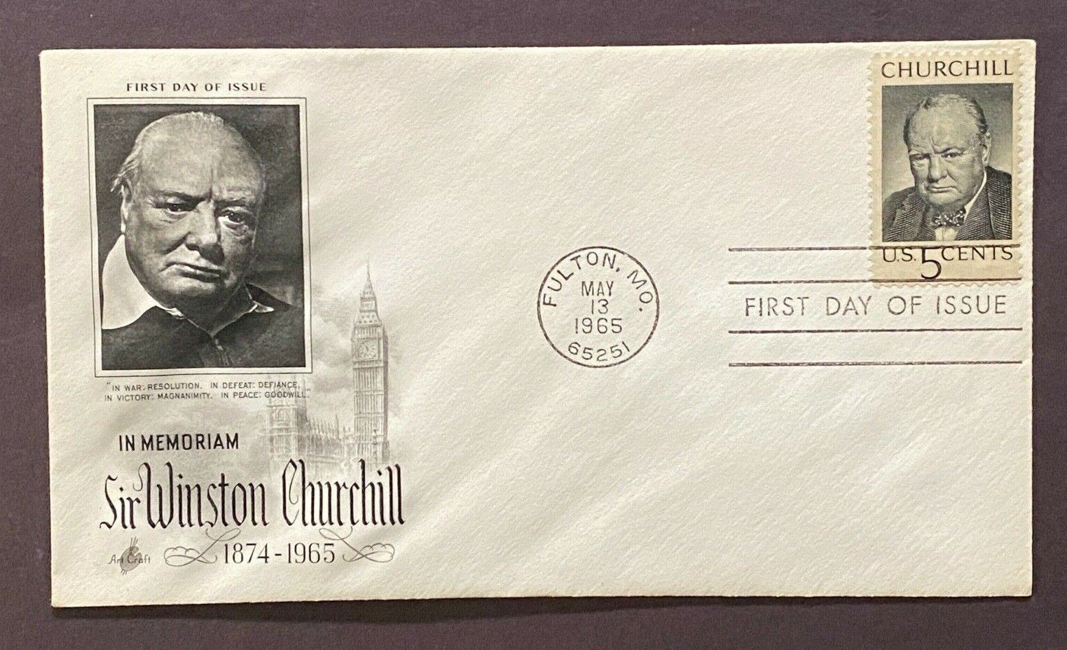 StampTLC US 1264 Sir Winston Churchill UK World War Peace Europe 1965 Fulton MO 