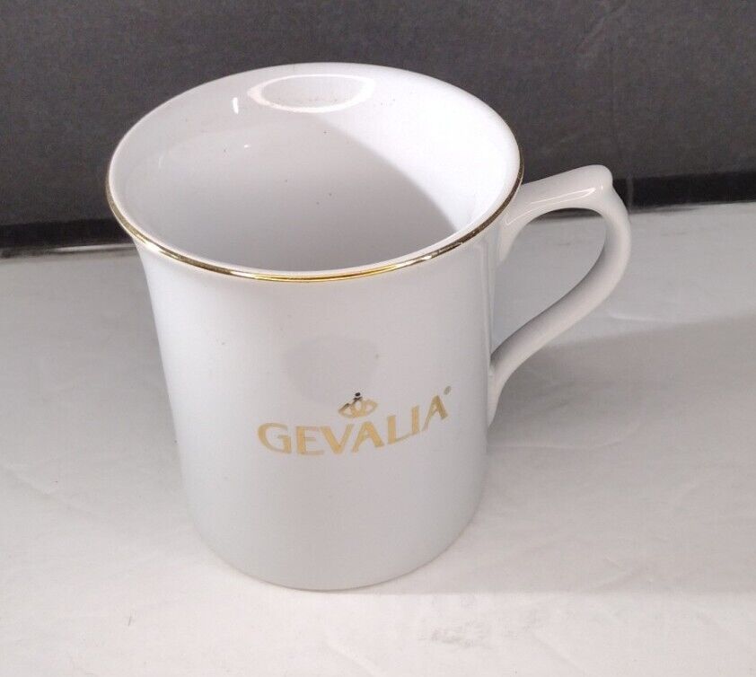 GEVALIA Coffee Mug or Tea Cup Gold Trim White Porcelain 