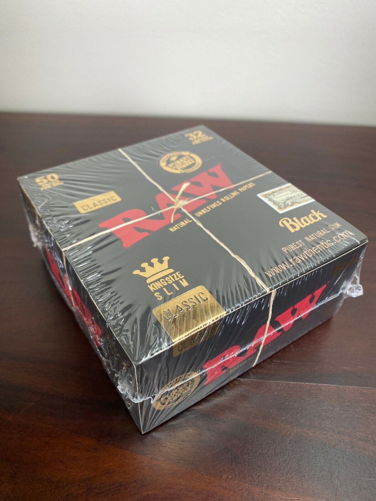 Raw BLACK Classic King Size Slim Rolling Papers  (50 Count Box) Full Box