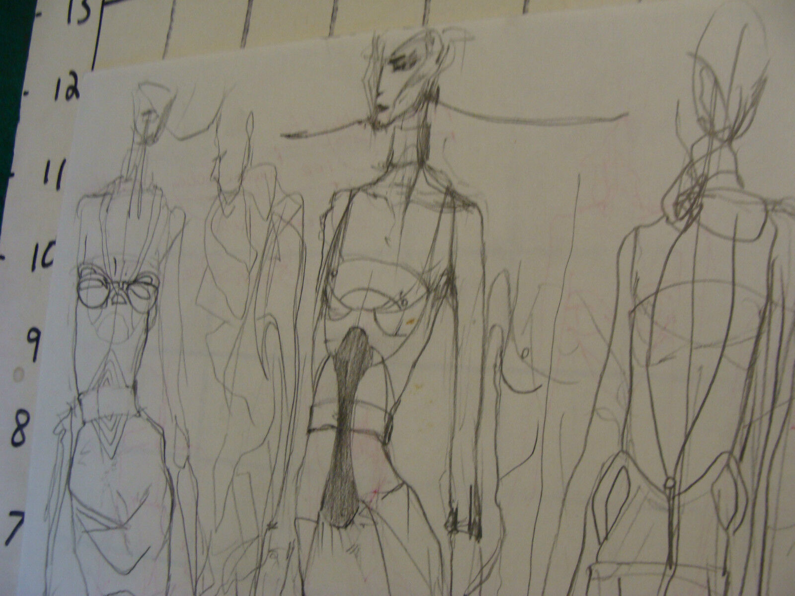 vintage Funky, Hip, Fashion Drawing: double sided, multi girls w SARAH'S SHOES
