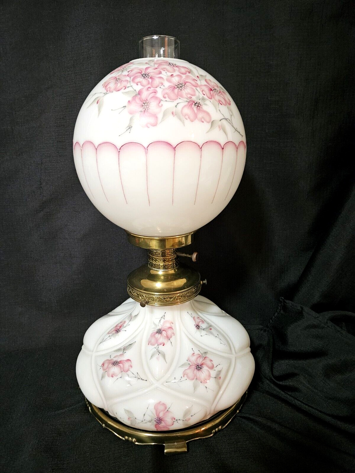 EXQUISITE Vintage Cambridge Parlor Lamp 'Gone With the Wind' Style Hand Painted