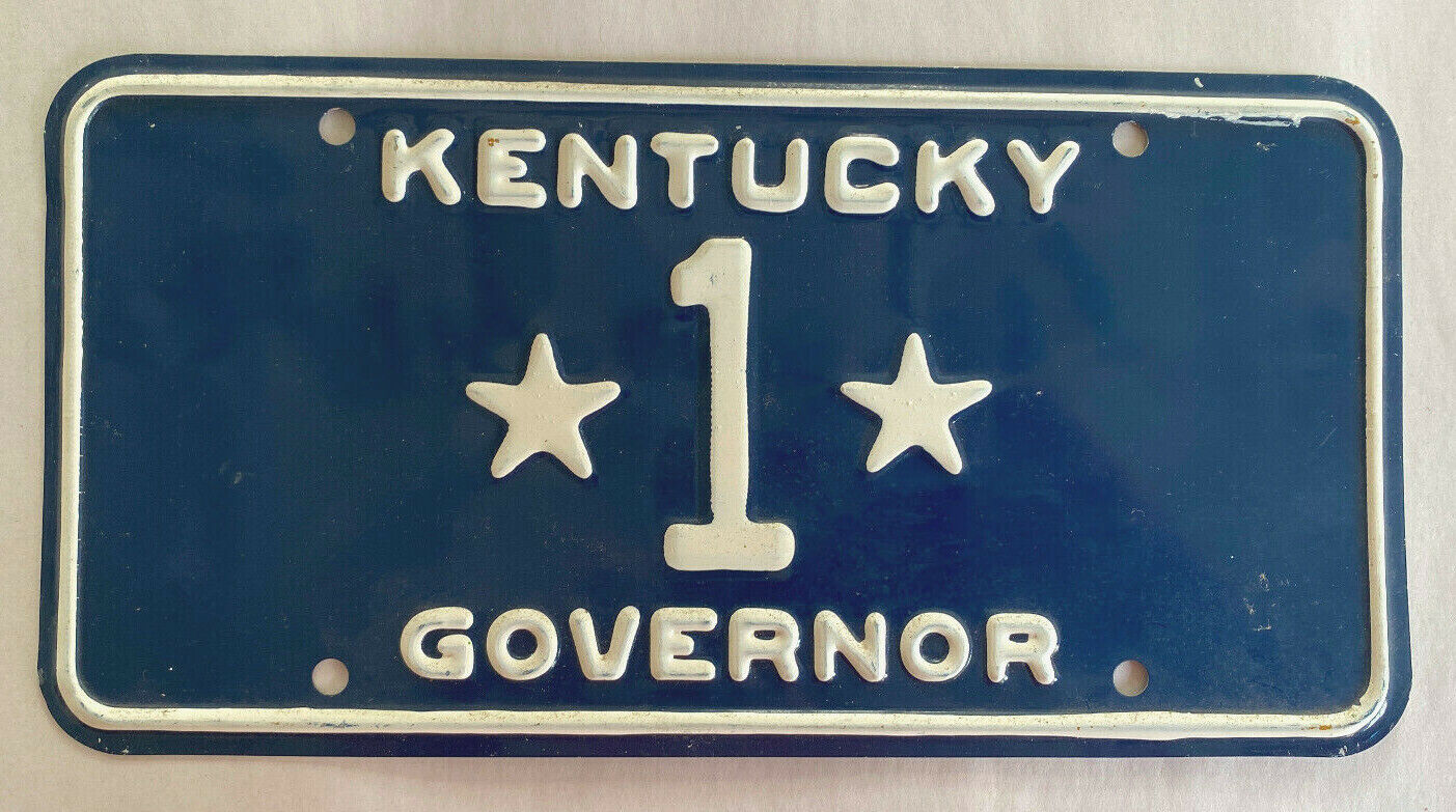 Governor License Plate - KENTUCKY 1970s - #1 Low Number One, white stars, rare