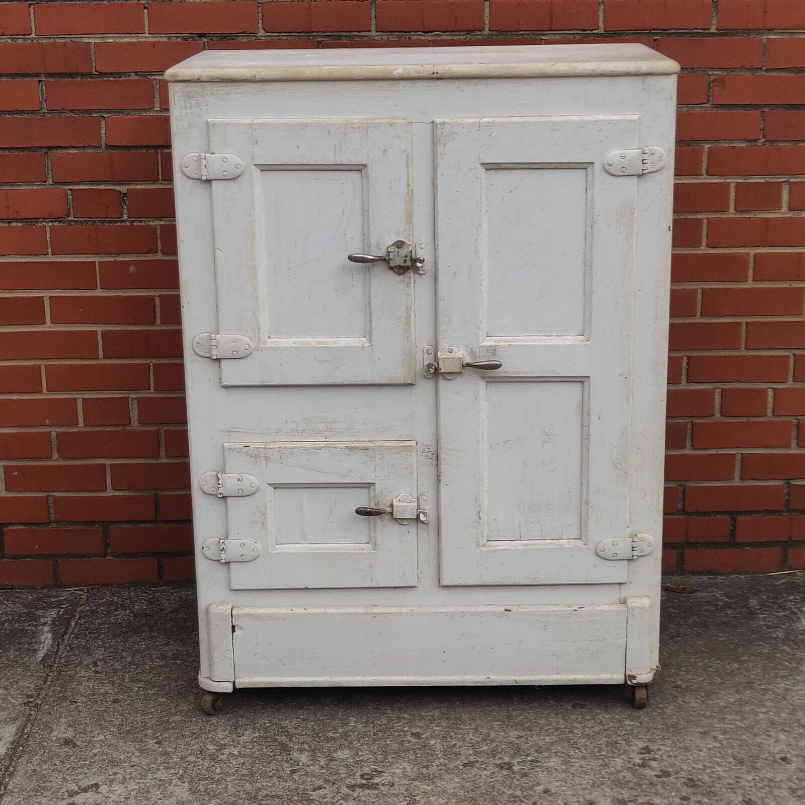 Ice Box Vintage Antique Ice Chest Icebox Solid Oak Primitive Wood Cabinet