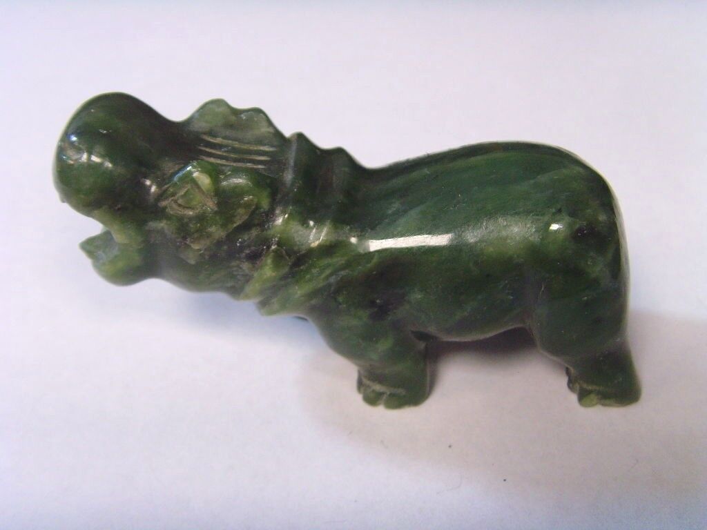 antique precious green jade carved hippo figurine sculpture statue 46531