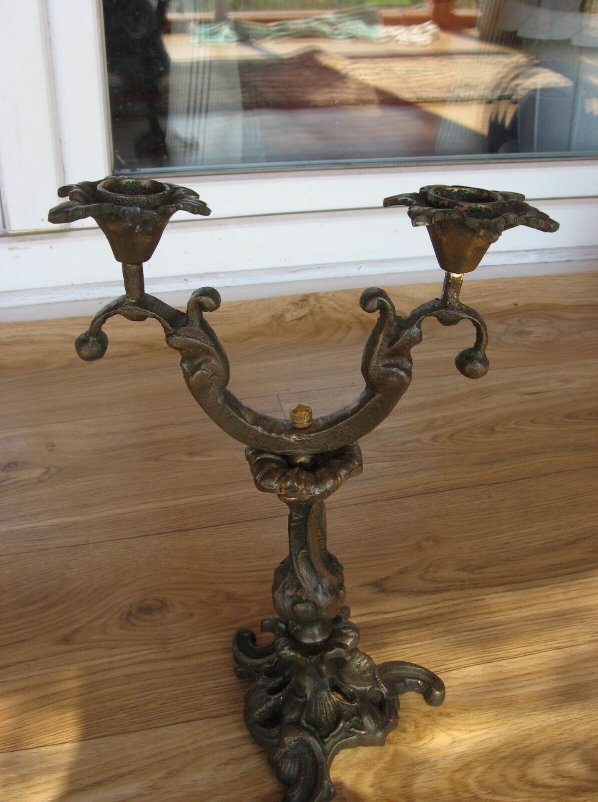 Antique bronze two-arm candlestick, Imperial Russia, rare