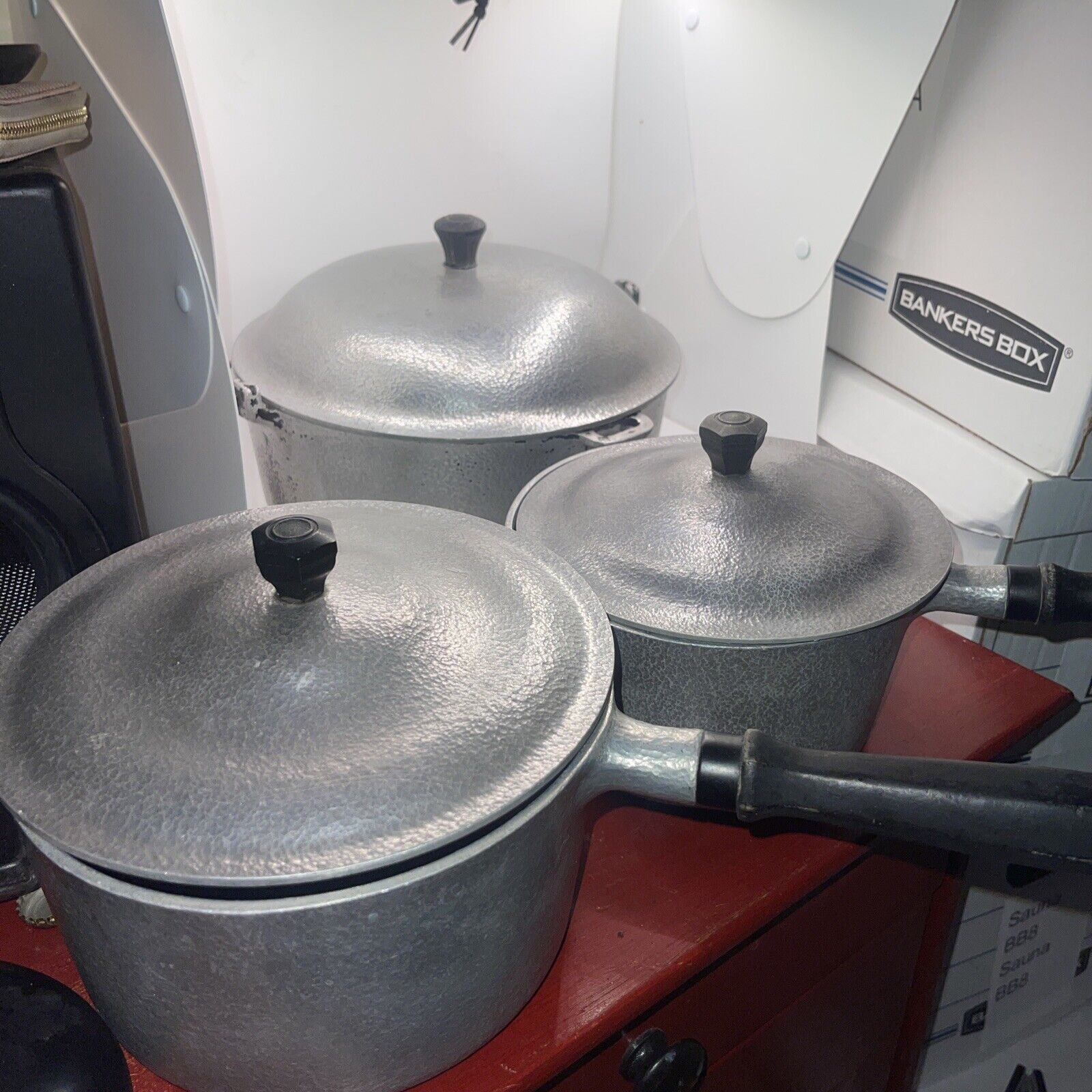 VTG LOT Club Aluminum Hammered 4.5 Qt. Dutch Oven Pot Lid & Handle + TWO PANS