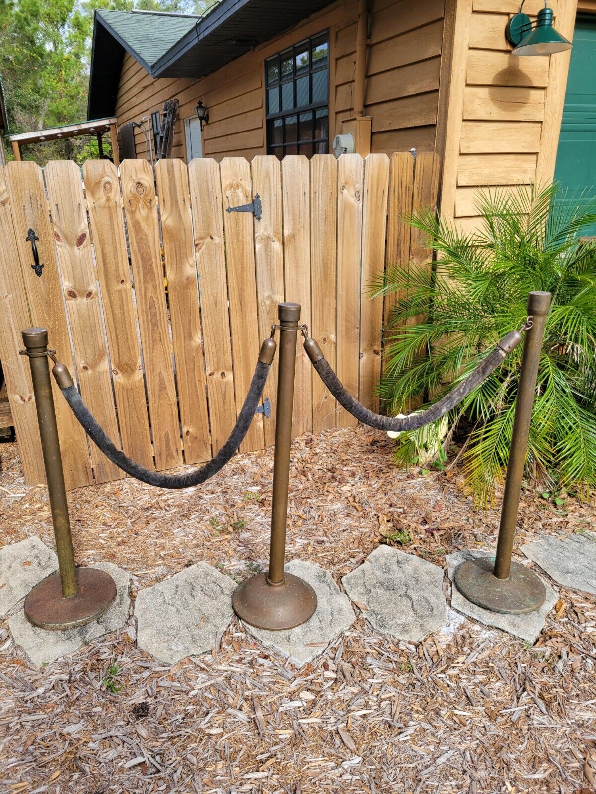THREE Vintage Brass Patina Isle Dividers Stanchions Posts THEATER NICE..READ ME