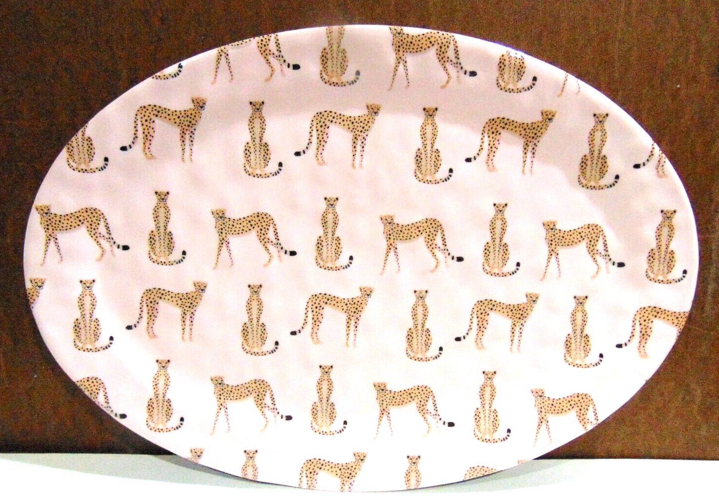 Unique Large Hard Plastic Oval Serving Tray w Cheetahs