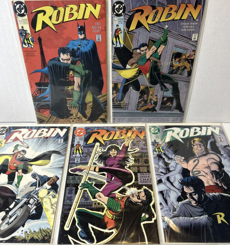 Robin #1-5 Mini-series (NM) 1991, DC Comics Lot Complete Set. (poster included)