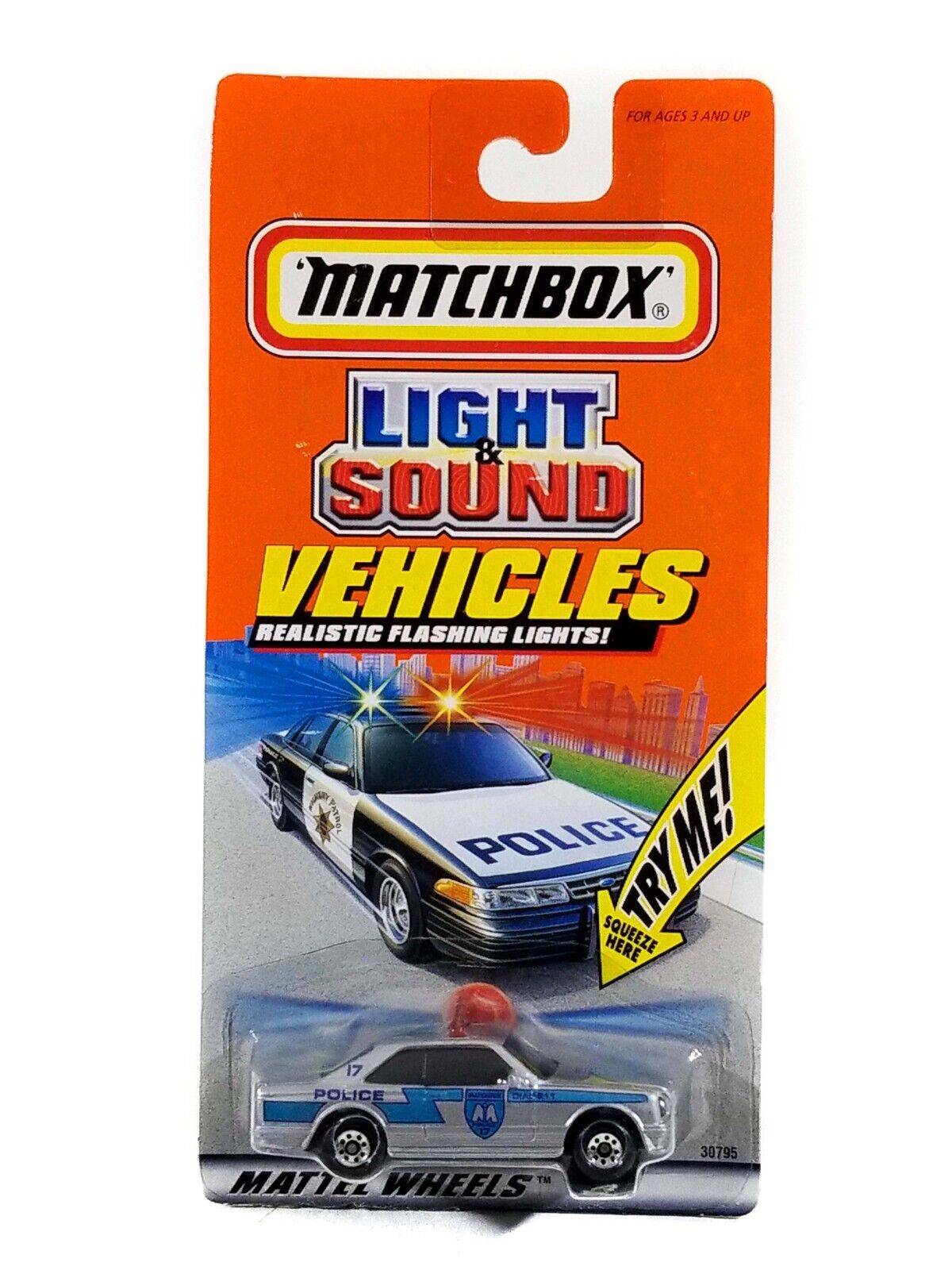 Matchbox Mercedes AMG 500 SEC Police Light & Sound Vehicles Rare All Orange Card