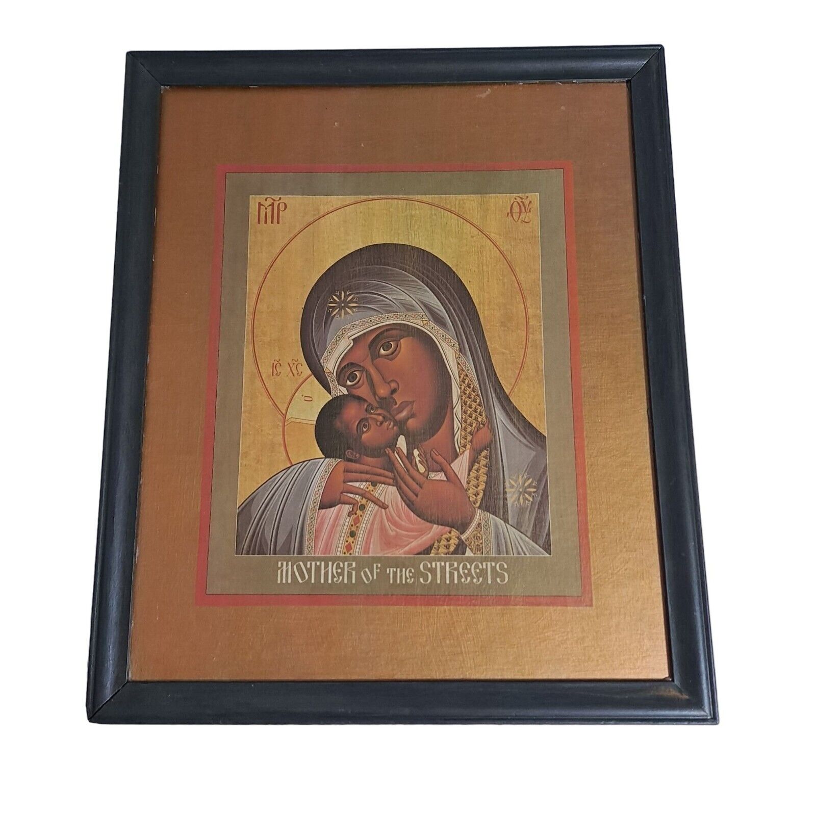Religious Art Mother Of The Streets Art Print Framed Gold Baby 18.5\