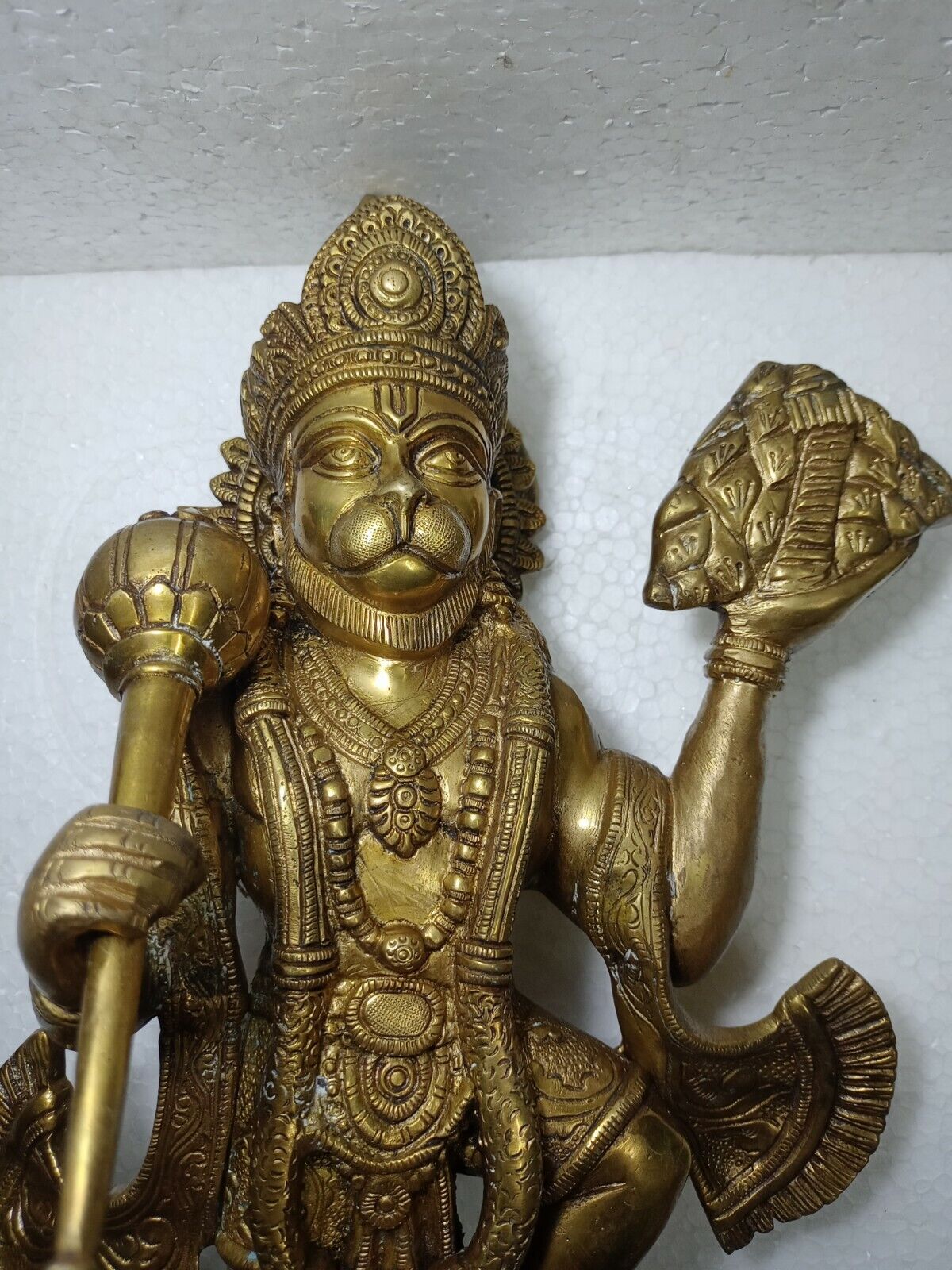 Hanuman Monkey God Old Rare Idol Statue HINDU Puja NICE Brass 8.5 kg 16'' by 9