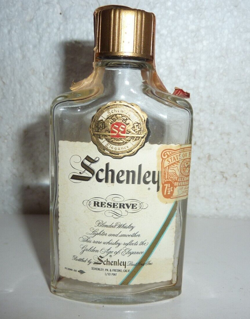 Vintage Schenley Reserve Whisky Empty Miniature Bottle