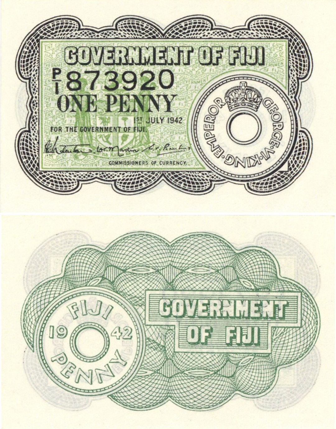 Fiji - 1 Fijian Penny - P-47a - 1942 dated Foreign Paper Money - Paper Money - F
