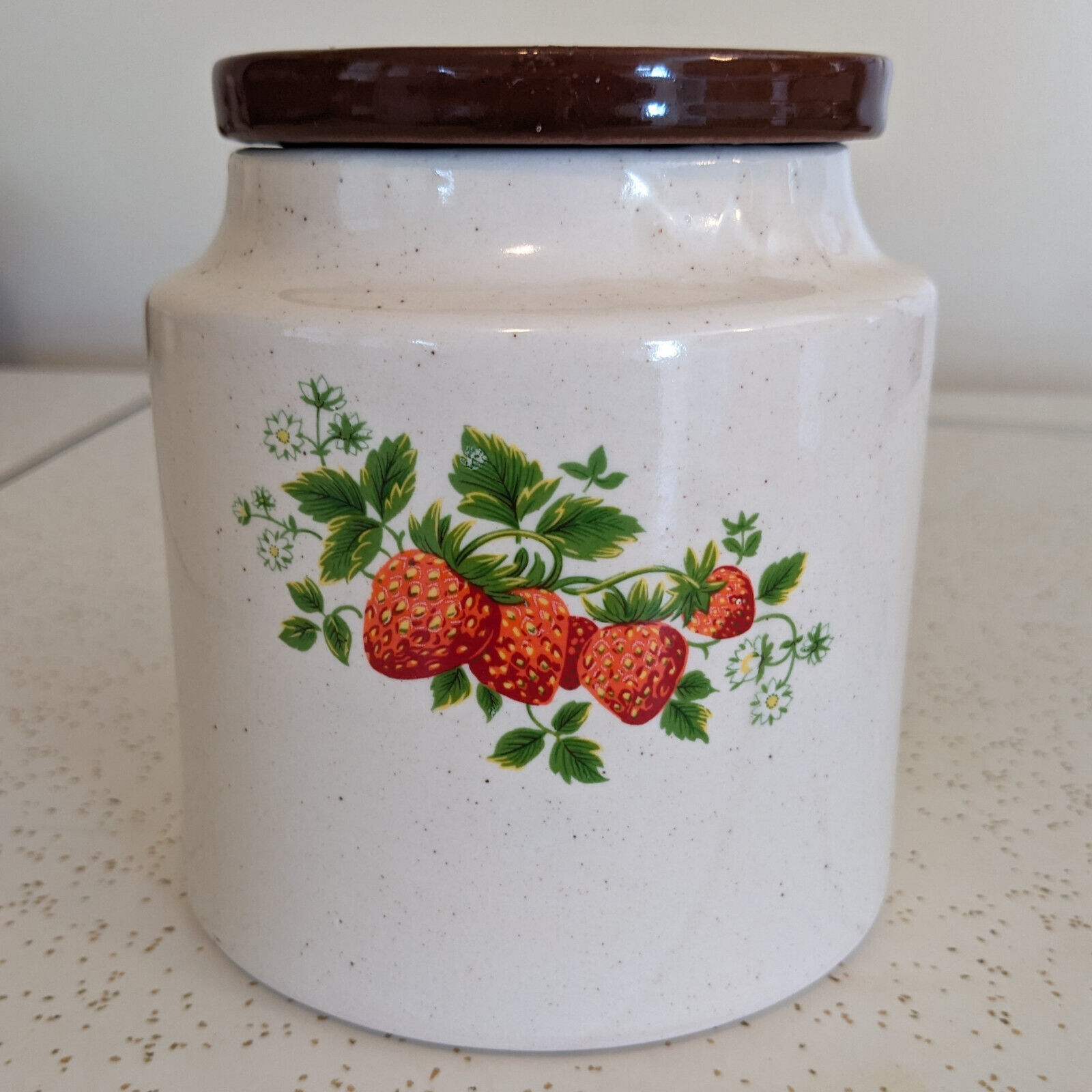 Vintage Strawberry The House of Webster Ceramic Canister/Cookie Jar with Lid