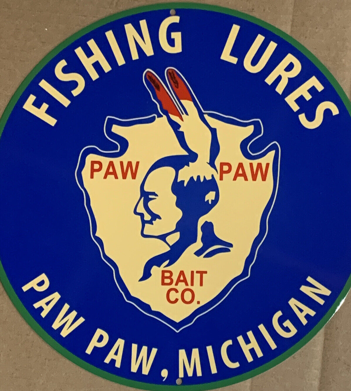 Vintage Style paw paw Michigan fishing lures Steel Metal Quality Sign