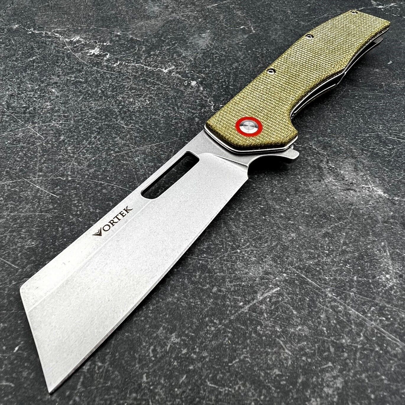 VORTEK GALLANT Brown Micarta Cleaver Blade Ball Bearing EDC Folding Pocket Knife