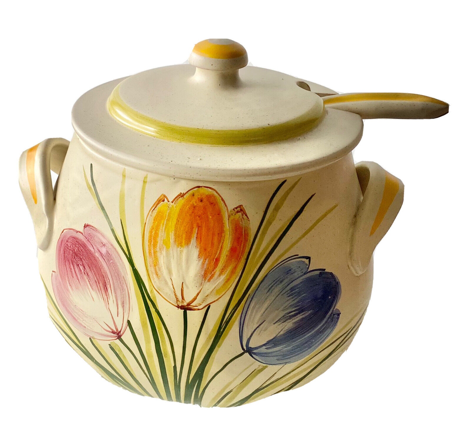 Gourmet Himark Kitchen 5-qt stoneware tulip soup tureen w/ lid & ladle floral