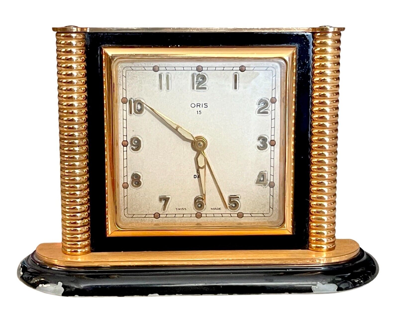 Antique Oris 8 day 15 jewels alarm clock, swiss made Rare