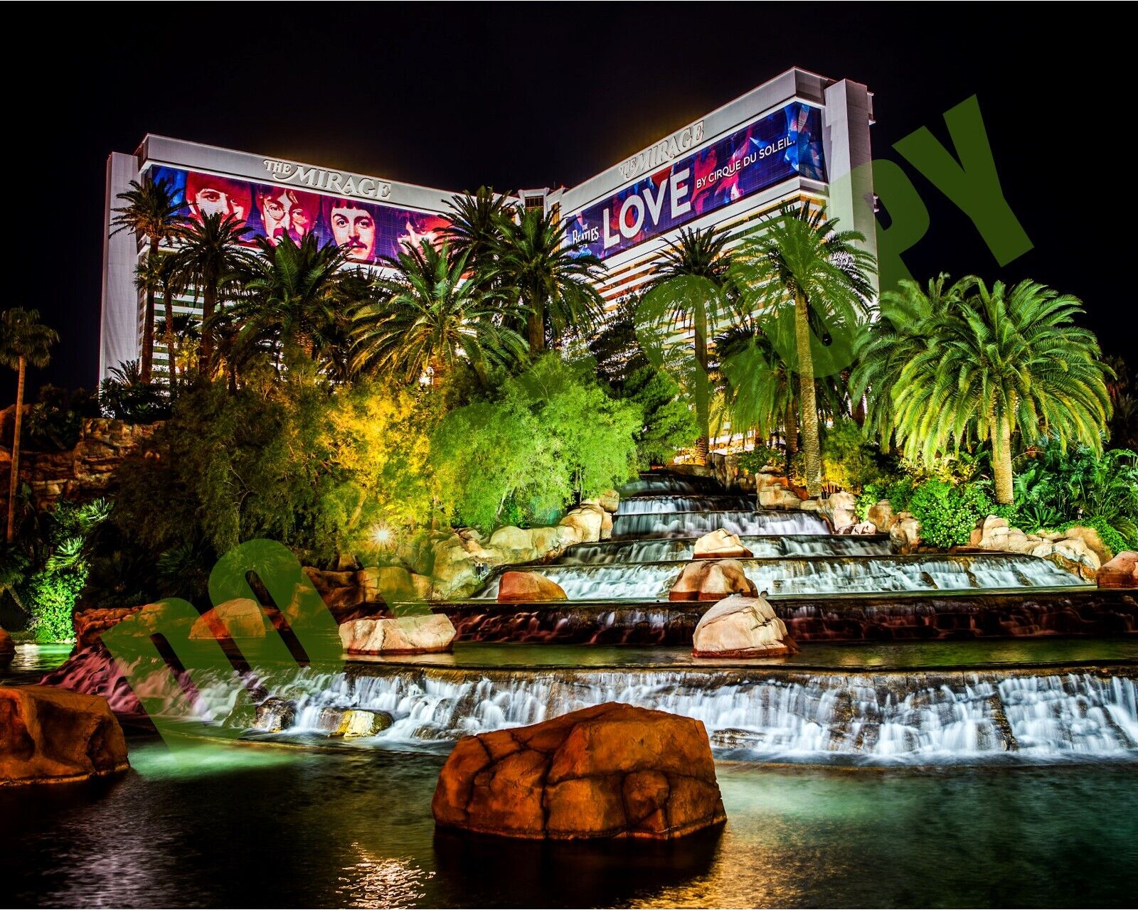 Mirage Hotel Casino Beatles Love Cirque du Soleil Night MarqueH Vegas 8x10 Photo