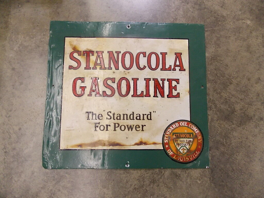 Vintage Very Rare STANOCOLA GASOLINE Porcelain Gas Station Sign 22\