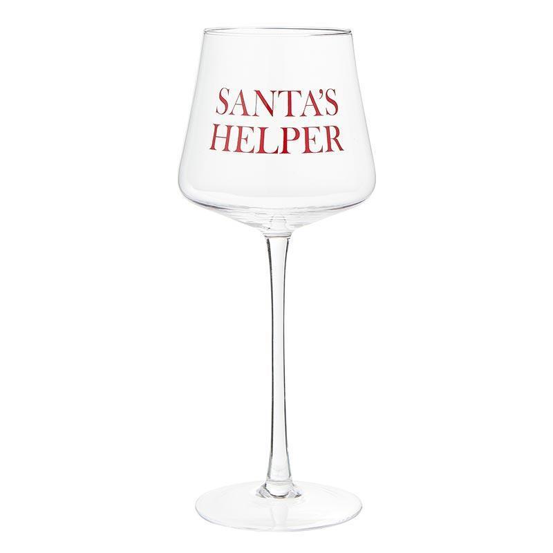 Santa\'s Helper Face to Face Stemmed Wine Glass Size 15 oz, 9.5in H Pack of 4