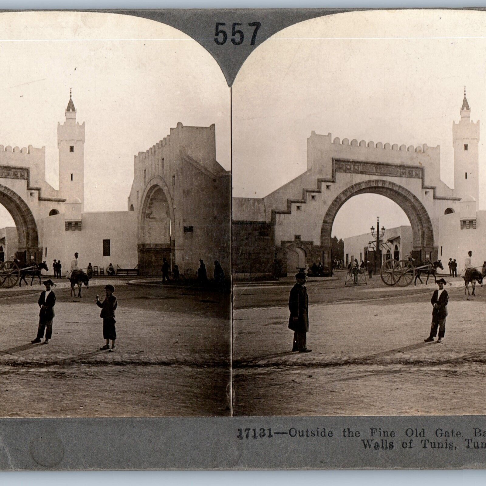 c1890s Tunis Tunisia Babel Hathera Ancient Gate Walls Stereoview Photo Camel V38