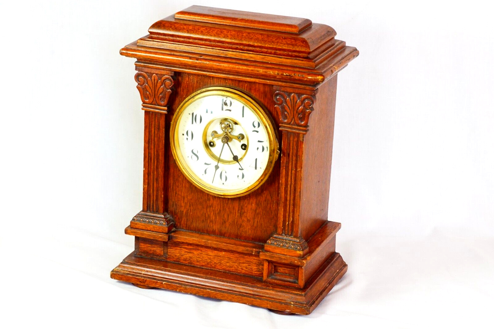 Antique Waterbury Clock Co SUFFOLK Open Escapement Mantle Clock