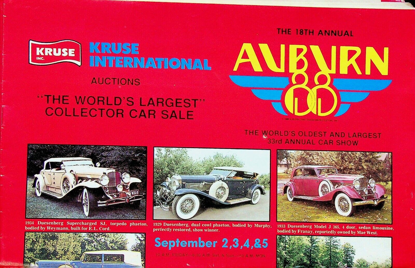 Vtg 1988 Kruse International Auburn 88 Auction Brochure  m2251