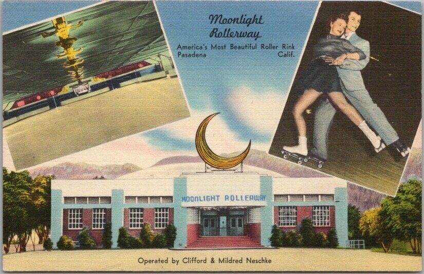 1940s PASADENA CA Linen Advertising Postcard \