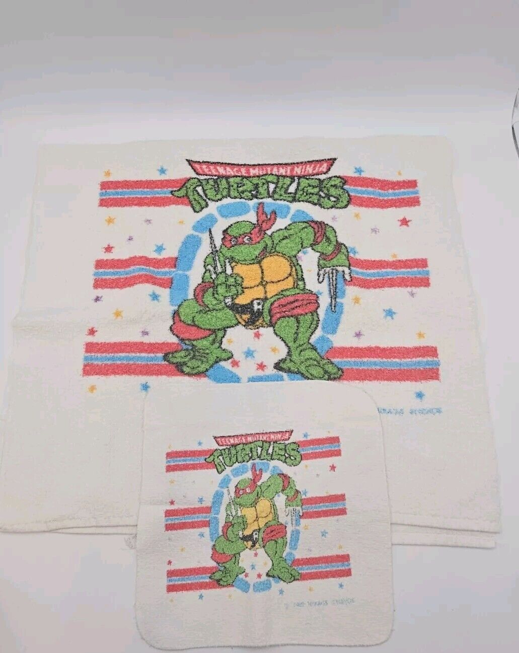 Vintage Teenage Mutant Ninja Turtle Bath Towel And Washcloth 40